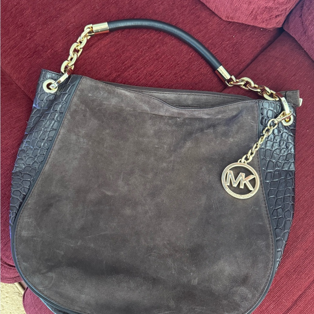 Michael Kors Black and Brown Hobo Bag